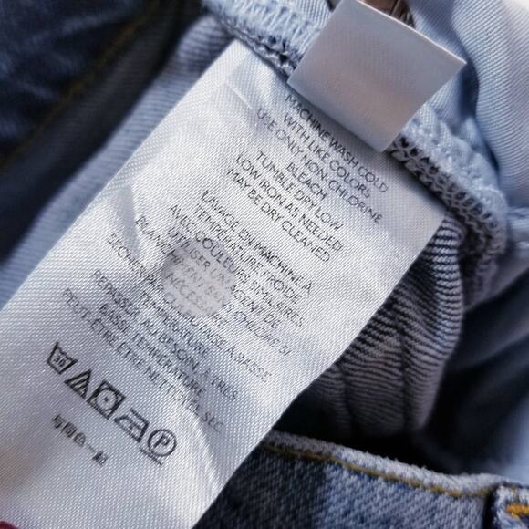 We the Free Jeans High Rise Relaxed Blue Denim Button-Fly Ripped - Picture 12 of 13